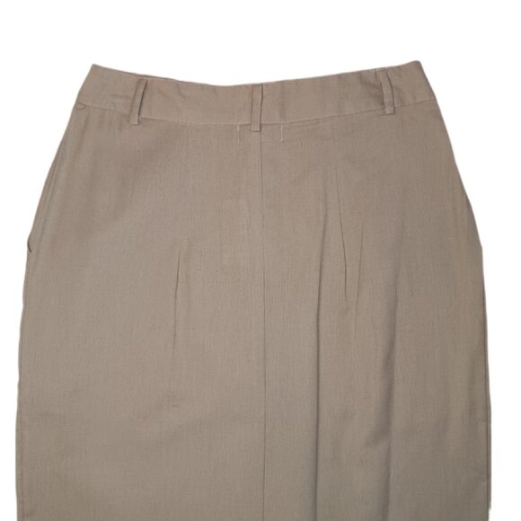 Pretty Little Thing Womens Size 2 Maxi Skirt Khaki Linen Look Pockets - Picture 4 of 8